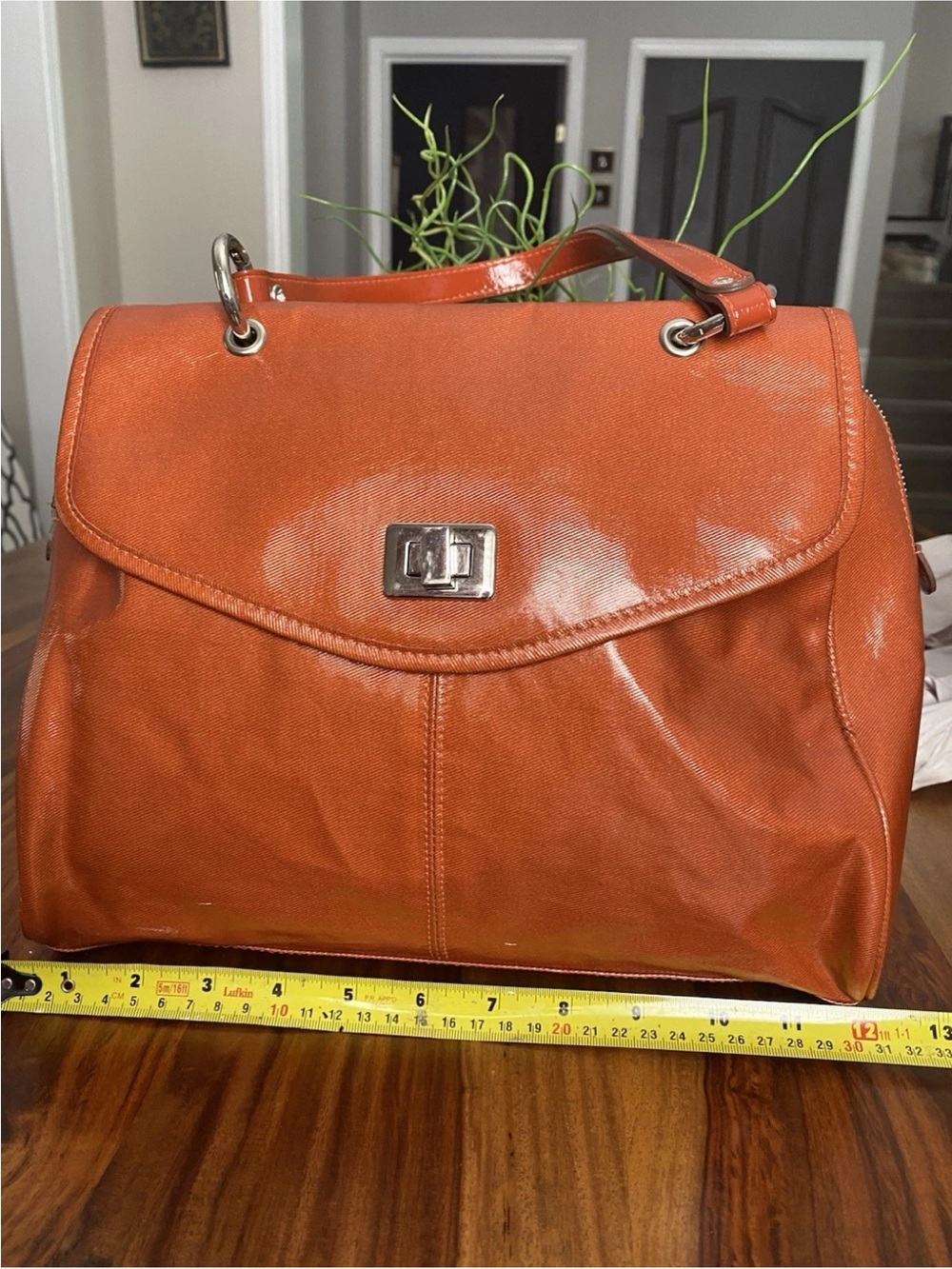 Texier. Made in France Orange Leather Top-Handle Satchel -